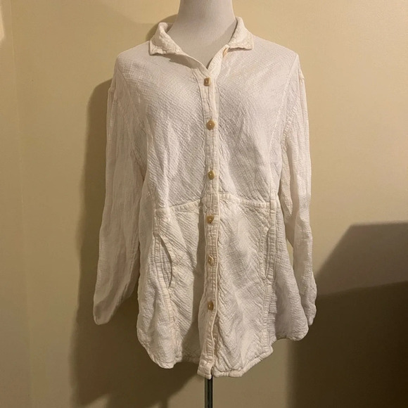 Flax White Linen Top, size small - Picture 2 of 5